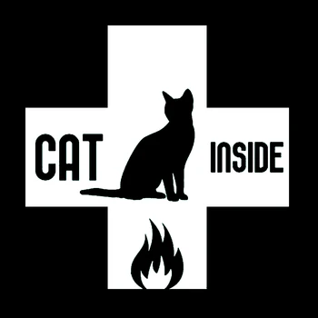 15*15 cm Mačka vo Vnútri Požiarne Núdzové Nálepky Odtlačkový Nálepky Roztomilý A Zaujímavé Módne Nálepky Obtlačky