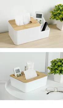 Bambusové drevo tkaniva box tvorivé jednoduchá obývacia izba domácnosti papierové krabice obrúsok box diaľkové ovládanie úložný box roll zásobník