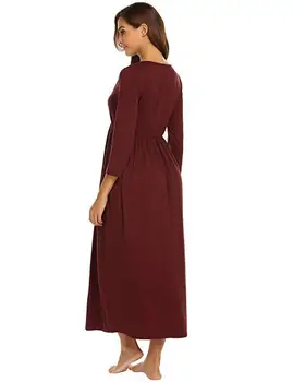 Dlhý rukáv nightgown farbou materské pyžamo tehotenstva noc šaty nemocnice šaty zimné ošetrovateľskej odev dojčenie