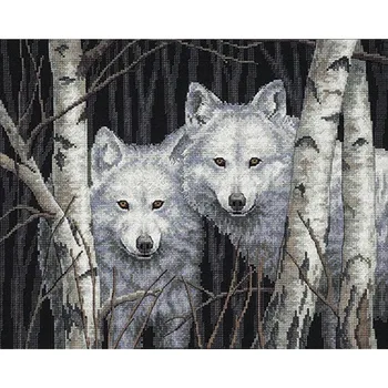 Diamond maľovanie vlk black white, maľovanie na kamienky plný diamond výšivky vlk diamond maľovanie h2336
