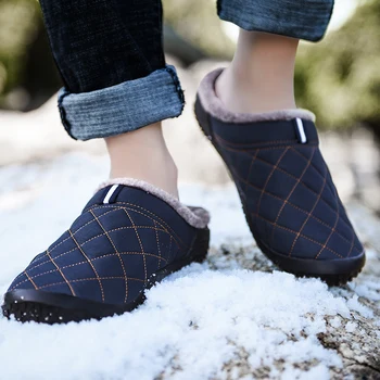 Pánske zimné lenivý Domáce papuče Vonkajšie bežné topánky Nepremokavé Non-slip za studena dôkaz pánske topánky Bavlna topánky veľkosť 39-48