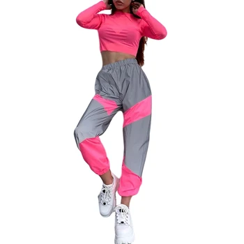 Nové Žien kórejský Športové Nohavice Módne Reflexná Farba Šitie Vysoký Pás Lúč Nohy Príležitostné Cvičenie Nohavice
