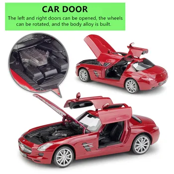 WELL 1:24 značky Mercedes-Benz SLS AMG športové auto simulácia zliatiny model auta, remeslá dekorácie zbierku hračiek nástroje darček