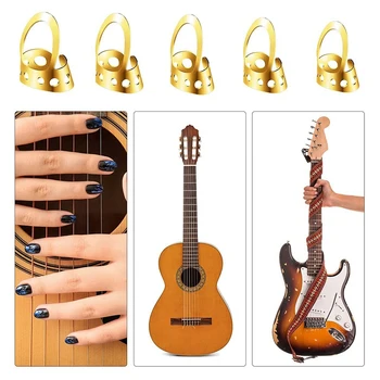 12 Ks Nehrdzavejúca Oceľ Gitara Prst Tipy, Nastaviteľné Kovové Prst, Palec ponúk na Gitaru, Banjo(Gold)