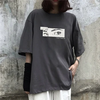 Krátke Sleeve T-shirts Ženy Cartoon Vytlačené Plus Veľkosti 4XL Nadrozmerná Voľný čas Elegantné Hip-hop, Street Style Dámske Harajuku All-zápas
