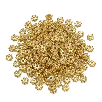 Pandahall 500pcs Zliatiny Golden Flower Dištančné Korálky pre šperky, takže náramok, náhrdelník Príslušenstvo,bez Olova & Kadmium Zadarmo F80