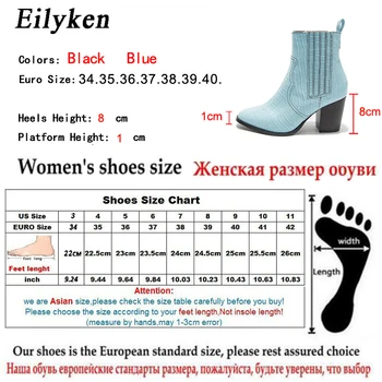 Eilyken Fashion Vysoké Podpätky Ženy Členková Obuv 2021 Nové Modré Kolo Prst Dámy Topánky Zimné Chelsea Boots Plus Veľkosť 36-43