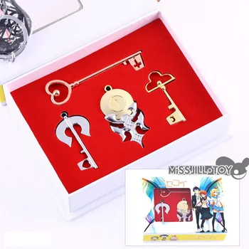 4pcs/set Módnych Šperkov Náhrdelník Anime Nisekoi Kirisaki Mechanikov Lock Prívesok keychain náhrdelník Cosplay s box pre najlepší Darček
