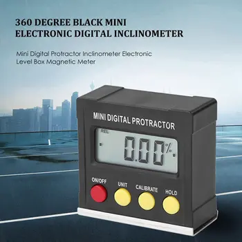 360 Stupeň Magnetické Mini Digital Inclinometer Úrovni Box Rozchod Uhol Meter Finder Uhlomeru Základne Meracie Nástroje