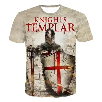 Rytieri Templar 3D Tlačené O-Neck T-shirt pánske Módne Bežné Krátke Sleeve T-shirt Rytieri Templar Streetwear Harajuku Tee Topy