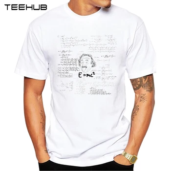 Teória relativity Muži T-Shirt Lumbálna E sa rovná mc2 Dizajn, Krátky Rukáv Topy Geek Štýl, pánske Košele Čaj
