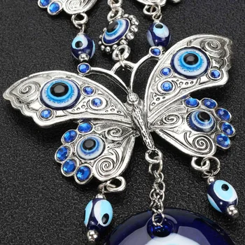 Glazúra Modrá Sklo Motýľ Charms Prívesky, Turecké Šťastie Ochrany Zlé Oči Amulet Stene Visí Ozdoby Auto Domáce Dekorácie