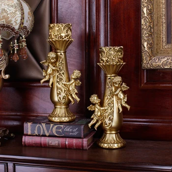 Európska retro anjel sviečkový domáce dekorácie živice svietnik Obývacia izba, veranda, dekorácie remesiel svadobné sviečkový