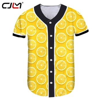 CJLM 3D Ovocie citrónovo Žltá pánske Baseballové Tričko Vytlačené Čerstvé Tému Muž T-tričko Unisex Veľké Veľkosti, Ležérne Tričko