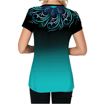 3D Farebné Tlač Tshirts Vrchole, Ženy okolo Krku Voľné Bežné Tričko Krátky Rukáv 2020 Lete Nové Tees Veľká Veľkosť 5XL Camiseta Mujer