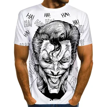 2020 Lete Klaun biela Joker 3D Vytlačené T Shirt Mužov Joker Tvár Bežné Mužské tričko Klaun, Krátky Rukáv Zábavné Tričká TopsXXS-6XL
