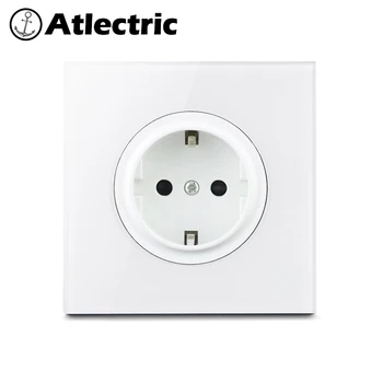 Atlectric 1 2 3 4 Gang 1 2 Way Home Power Light Switch ON / OFF Tlačidlo Prepnúť na Čítanie Svetlo USB EÚ FR Francúzsko Zásuvky Sklenený Panel