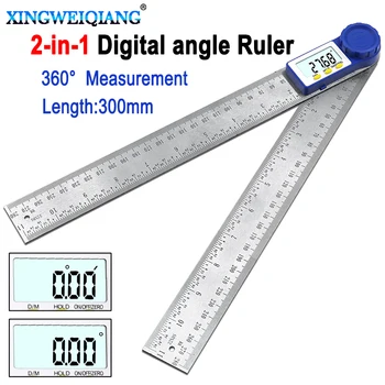 360 stupeň 0-300mm, pravítko digitálne uhlomery goniometer uhol inclinometer digitálne uhol finder meter digitálne pravítko