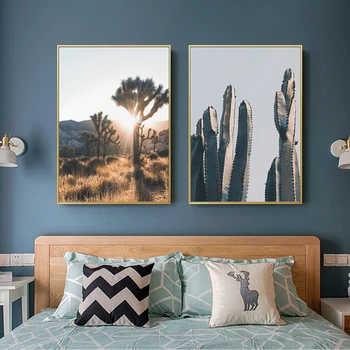 Severná Európa púšti kaktus Plátno Plagát štýl landscape prírody Joshua Tree wall art tlač maľovanie, dekorácie maľovanie ho
