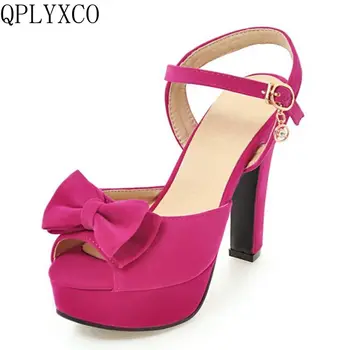 QPLYXCO Nové Elegantné dámske topánky Veľká Veľkosť 31-47 PeepToe Vysoké Podpätky(12 CM) Sandále na Platforme strany svadobné Topánky Žena Mu 161-15