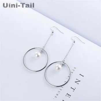 Uini-Chvost horúca novinka 925 sterling silver trend pearl kruhu náušnice tvorivé kórejský náušnice osobnosti študenta šperky GN610