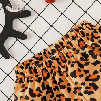 2020 Letné Baby Dievča Oblečenie, 2KS Top bez Rukávov List LÁSKY Vesta T-shirt Leopard Tlač Nohavice Šortky Valentína Nastaviť