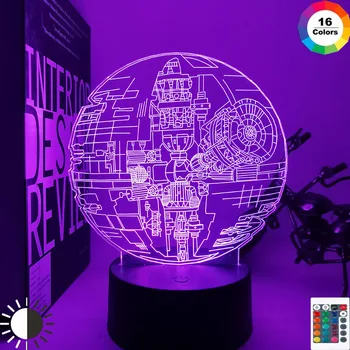 3D Lampa Hologram Starship Nočného pre Office Dekor v Pohode Narodeniny Darček pre Priateľa, Deti, Dieťa, Chlapec Led Nočné Svetlo