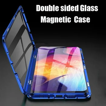 Magnetické adsorpcie Magnet Telefón Coque puzdro Pre Samsung Galaxy s rezacím zariadením S10 Lite S9 S8 Plus Poznámka 10 Pro A50 A60 A70 Dvojité tvrdené sklo