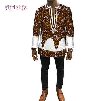 Bazin Riche Mens Top Afriky pánske Oblečenie Dashiki AfricanClothes Patchwork Košele, Oblečenie Vlastné Tlač Tričko pre Mužov WYN448