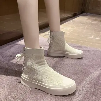 Úsek ponožky topánky 2020 jeseň nové pletené high-top príležitostné športové plus veľkosť dámske ponožky, topánky