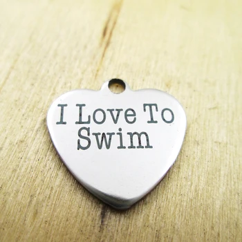 10pcs/veľa-som rád plávať kúzlo, Laserom Vygravírované na Mieru DIY Charms Prívesky