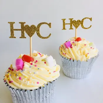 Prispôsobiť iniciály lesk svadobné cupcake mulčovače valentína, Výročie zapojenie party dekorácie prstencového tipov