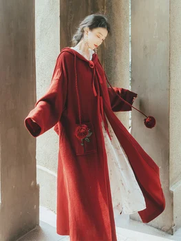 YAMDI 2020-line jar zimné luxusné dlhý rukáv šaty elegantné ženy vintage boho dráhy strany cardigan sveter šaty s kapucňou,