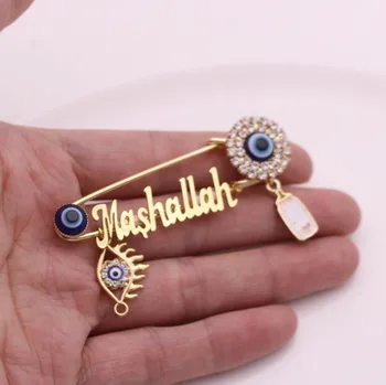 Móda Islamu, Moslimov Mashallah Turecký Zlým Okom Z Nehrdzavejúcej Ocele Brošňa Dieťa Feeder Pin Šperky