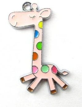 Nové 50pcs Cartoon Zvieratá Žirafa Ružová Smalt Kovové Kúzlo Prívesky DIY Náhrdelník Šperky Čo A59
