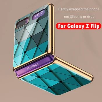 Pre Samsung Galaxy Z Flip Prípade Mramoru Tvrdeného Skla Pevný Kryt Telefónu Samsung Galaxy Z Flip Luxusné rám Pokovovanie Coques