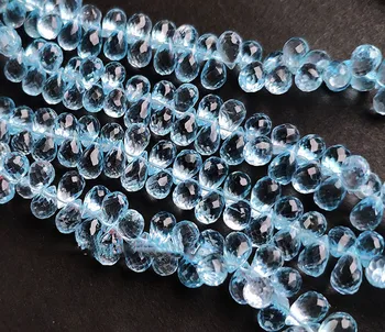 TOPAZ drop tvárou 7-8mm sky blue 20 cm pre KUTILOV, šperky, takže voľné beadsFPPJ veľkoobchod prírody drahokam
