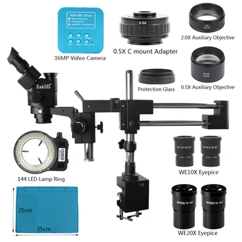 Eakins 3,5 X-90X Dvojité Boom Stojan Zároveň Hlavná Trinocular Stereo Mikroskopom+36MP 4K HDMI Fotoaparátu 0.5 X, 2X Barlow Pomocné Objektív