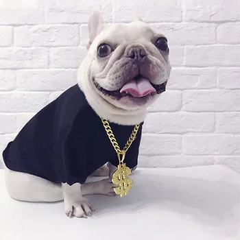 Hip Hop Zlatý Obojok Dolára Kúzlo, Prívesky, Náhrdelníky Šperky Pre Stredne Veľké Psy, Mačky Pug Osobné Pet Dekorácie