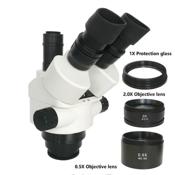 Nový Model 7X-45X Súčasne-Hlavná Trinocular Zoom, Stereo Mikroskopom Hlavu 0,5 X 2.0 X 1X CTV1/2 adapter cieľ barlow šošovky okulára