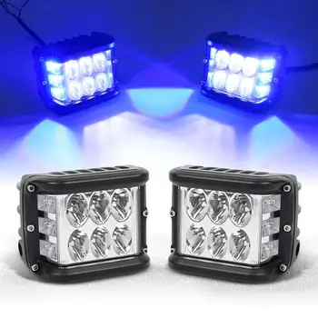 Strana Strelec LED Pod Svetlá S Strobo Dual Side Modrá DRL Povodňových Mieste Jazdy Práce Svetlá pre nákladné Vozidlo ATV SUV 4x4 UTV