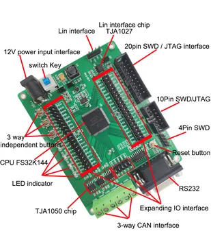 Pre NXP Vývoj Doska FS32k144 hodnotenie rada ARM cortex M4F s 3-pásmový MÔŽE DC-12V s SWD JTAG rozhranie