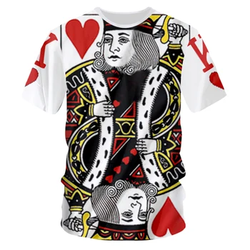 CJLM Poker Tričko 3d Tlač Kráľ, Kráľovná T-shirts Mužov Hip Hop Streetwear Kulturistike, Fitness Tričká Krátky Rukáv T-Shirts Homme
