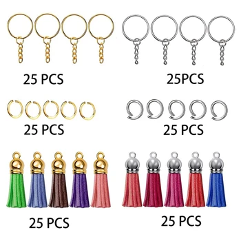 150Pcs Keychain Tels Nastaviť Keychain Krúžky s Skok Krúžok pre Akryl Keychain Prázdne a Remeslá (Silver a Gold)