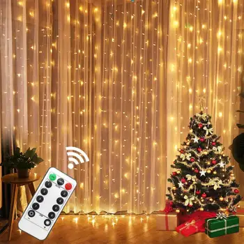 3M LED Rozprávkových Svetiel Garland Opony Lampa Diaľkové Ovládanie USB String Svetlá garland na okno Vianočné Dekorácie pre Domov