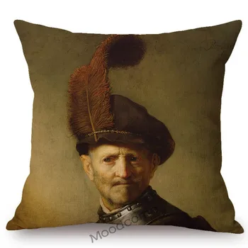 Vintage Holandský Maliar Rembrandt Barokový Portrét Olejomaľba Kráľovský Dvor Štýl Domova Hodiť Vankúš Sofa Vankúš