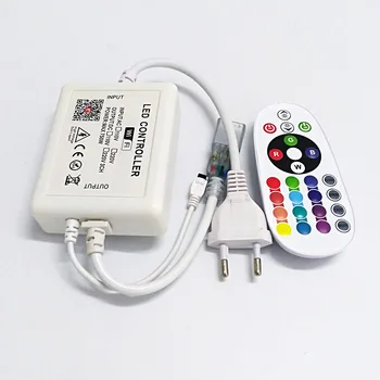 Tuya APLIKÁCIE smart WIFI led regulátor AC 110V 220V rgb controller svetelné pásy IČ 24 kľúče, diaľkové Lampa pre RGB Led pás svetla