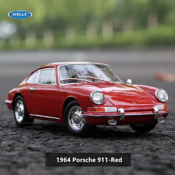 Well 1:24 1964 Porsche 911-Červené auto zliatiny auto model simulácie auto dekorácie kolekcie darček hračka lejacích model chlapec hračka