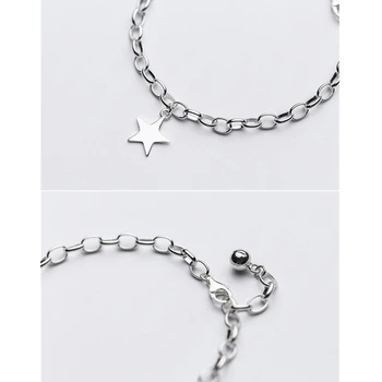 Zbrusu Nový Dizajn Reálne 925 Sterling Silver Star Nastaviteľné Reťazca Náramok Pre Ženy Zmluvne Šperky Nový Rok Darček