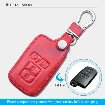 Červené Kožené Kľúča Vozidla Prípade Toyota Noah Voxy Sienta Alphard 4 Tlačidlá Keyless Diaľkové Smart Key Chránič Keychain Kryt Bunda